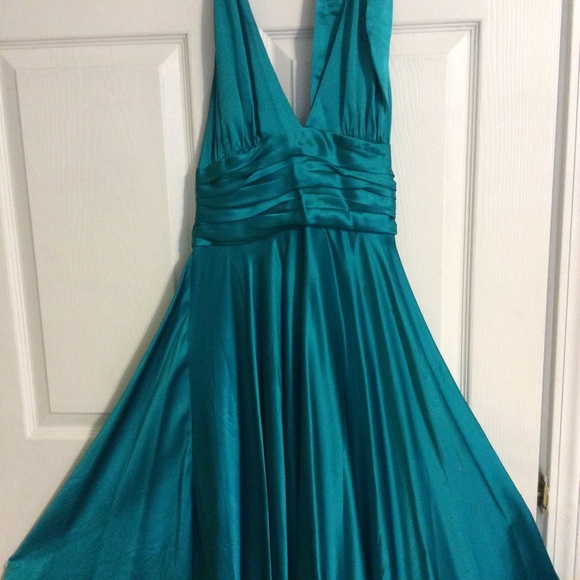 Green Halter Dress - Picture 1 of 5